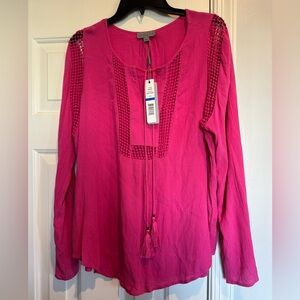 Joseph A pink long sleeved blouse women’s large NEW